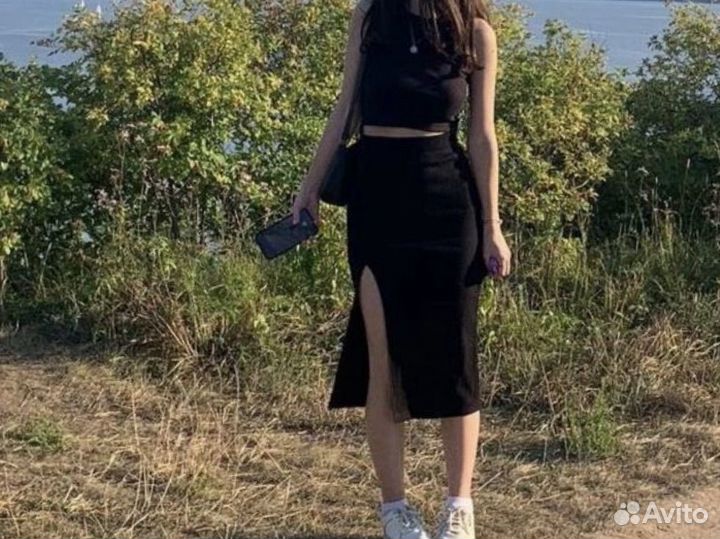 Юбка в рубчик миди