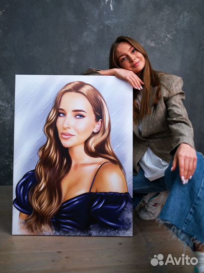 Портрет. Печать на холсте. Подарок