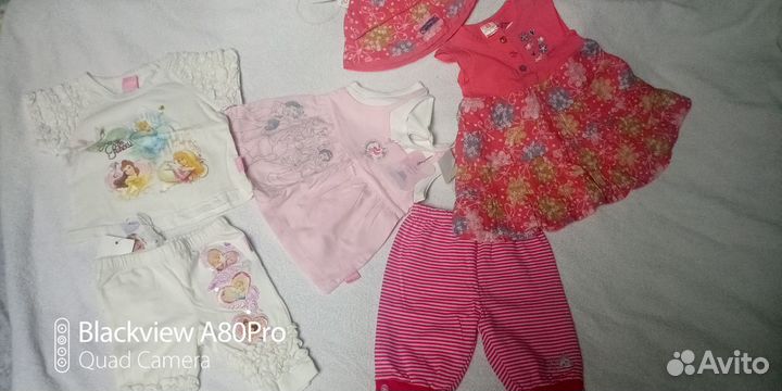 Летняя одежда на девочку 0-12мес (новая)