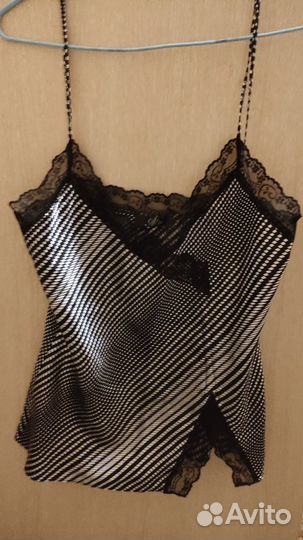 Топ женский черный атлас с кружевом размер 46