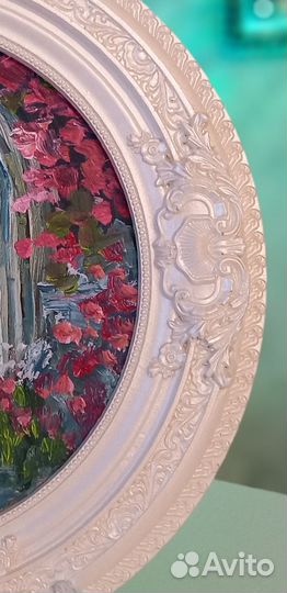 Картина маслом в гипсовой рамке 
