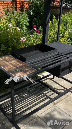 Мангал с печью под казан и крышей