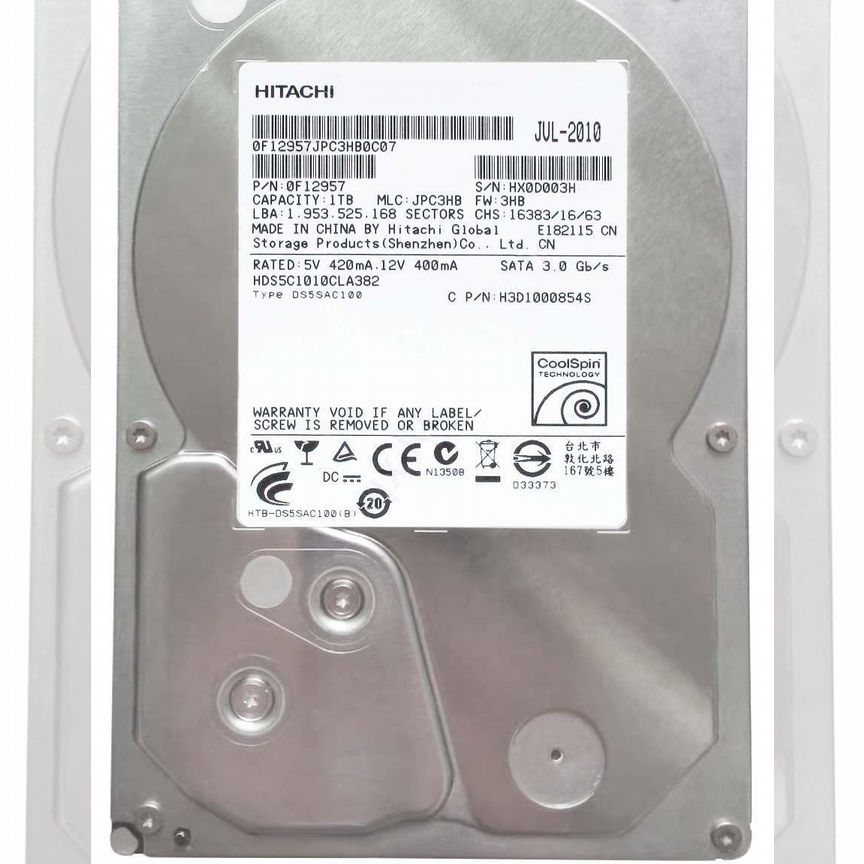 [COOLSPIN] Жесткий Диск Hitachi H3d1000854s 1tb 3,5" Coolspin