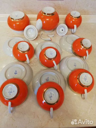 Чайный сервиз СССР Рубин Дулево, 60-70 гг