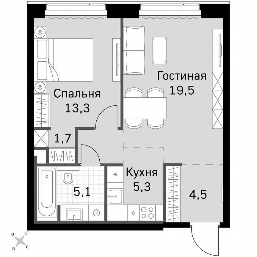 1-к. квартира, 51,5 м², 51/51 эт.