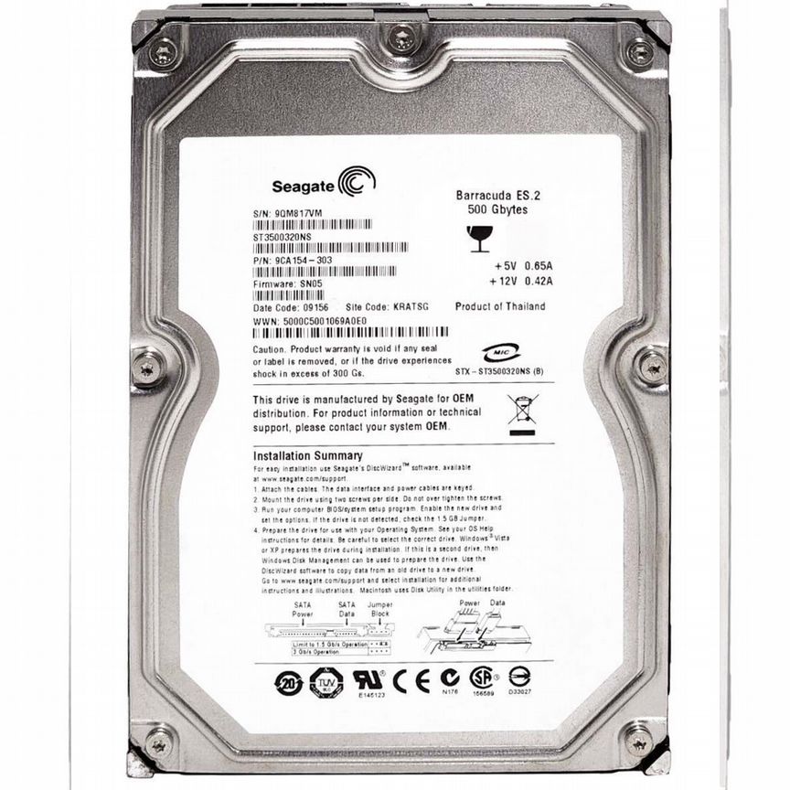 [ST3500320NS] Жесткий Диск Seagate 500gb Sata2 3.5 St3500320ns