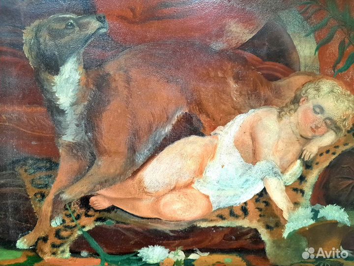 Картина Путти отдыхает Н.Х. нач хх века Зап.Европа