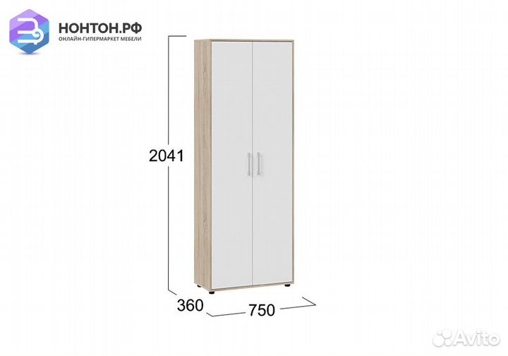 Шкаф двухдверный Витра тип 1 дуб сонома / белый яс