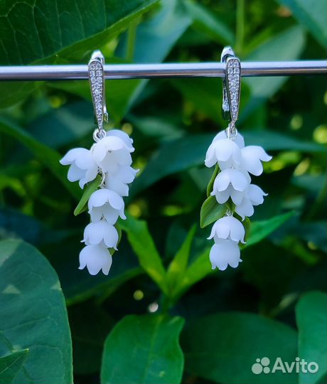 Серьги Ландыши из полимерной глины в подарок