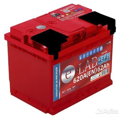 Автомобильный аккумулятор e-lab efb 62 0/1
