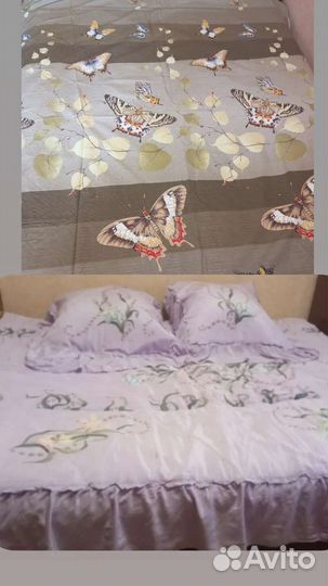 Пододеяльник и покрывало на 2 х сп.кровать бу