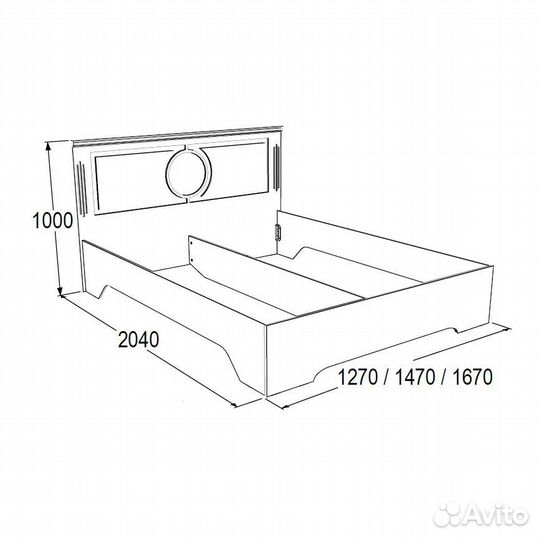 Кровать двуспальная 160х200 на металлическом основ