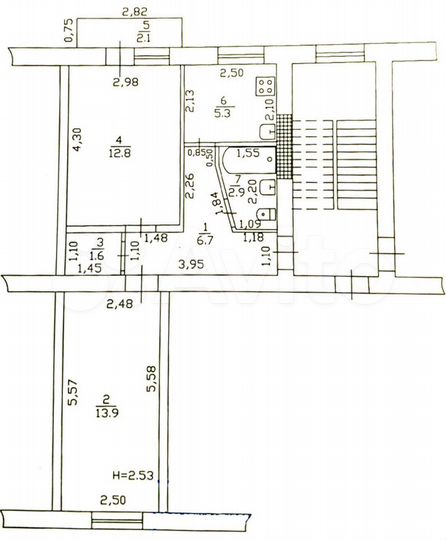 2-к. квартира, 47 м², 2/5 эт.