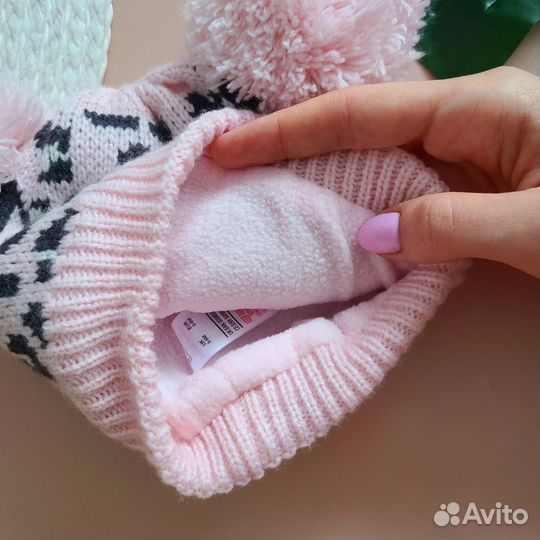 Шапка с помпонами F&F для девочки 68