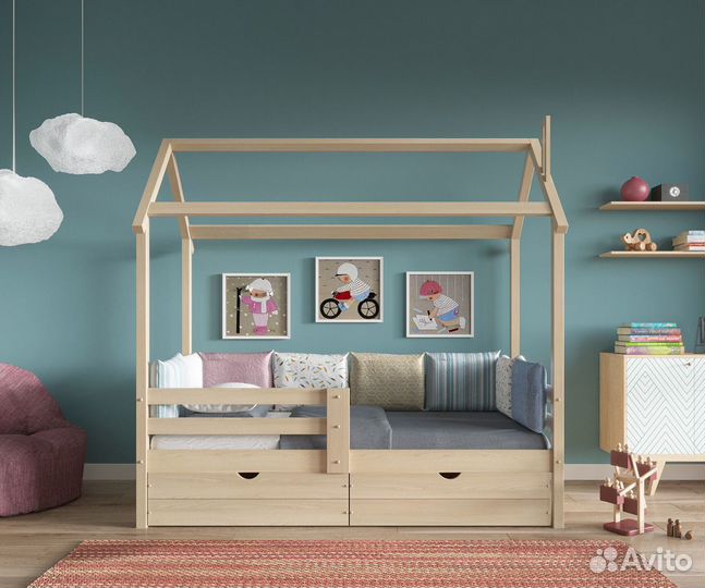 Кровать домик деревянная