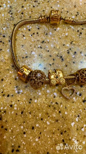 Золотой браслет pandora 19см