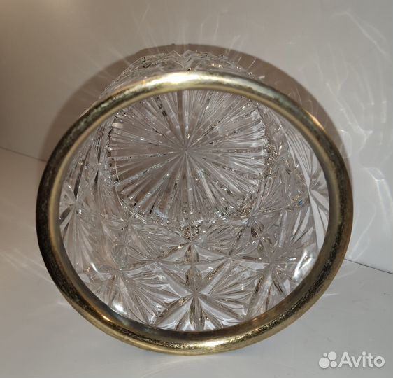 Хрустальная ваза конфетница салатница с ободком