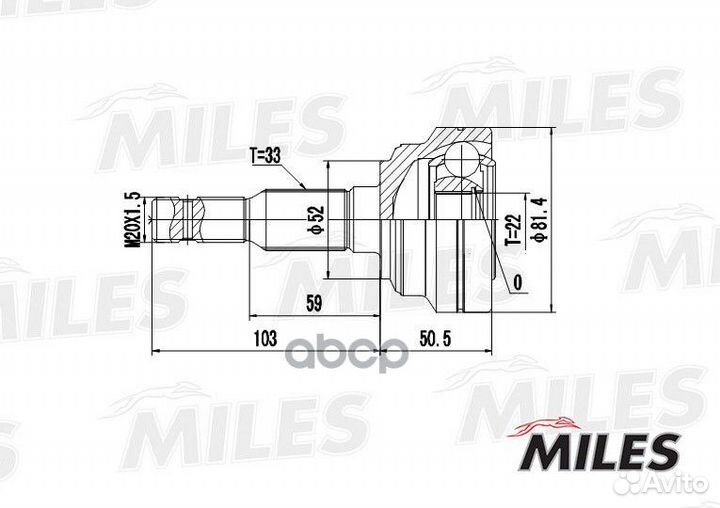 ШРУС opel astra 1.4-1.7TD 98-05 нар. ga20344 Miles