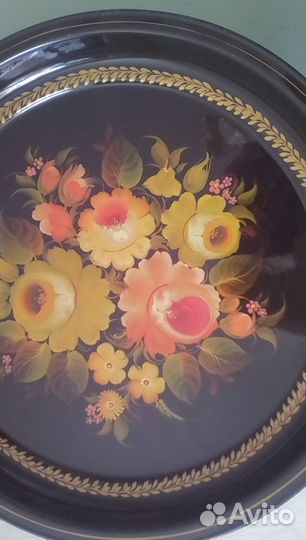 Поднос, ваза красного хрусталя