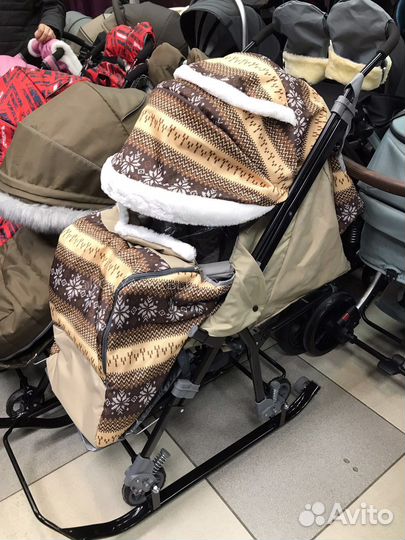 Санки с амортизацией Скандинавия 5-1 коричневый