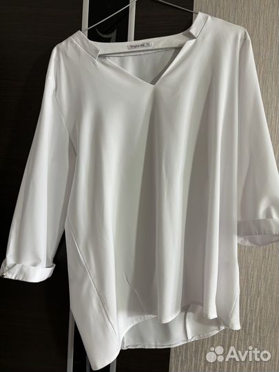 Блузка белая 52 размер, рукав три четверти
