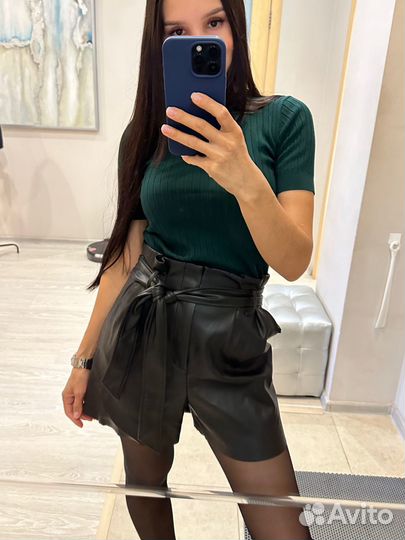 Шорты кожаные Zara 42-44