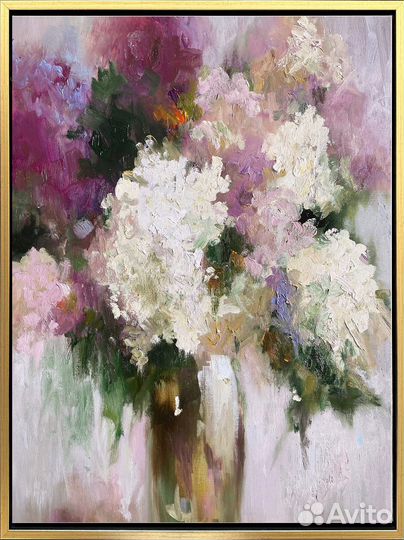 Картина маслом “Белая сирень»