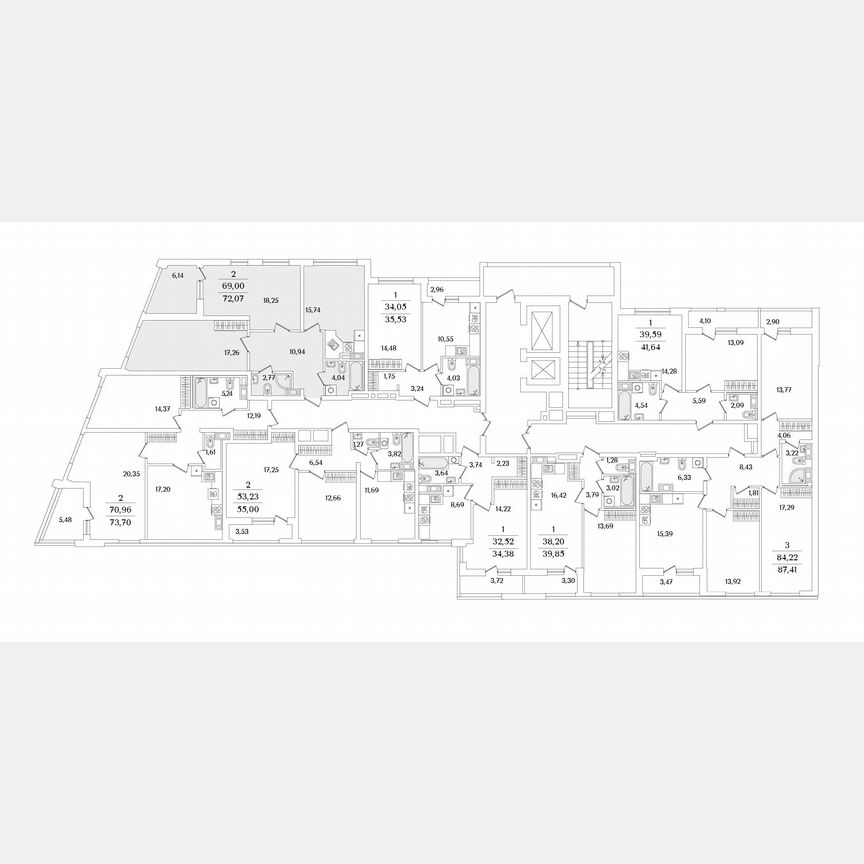 2-к. квартира, 72,1 м², 11/17 эт.