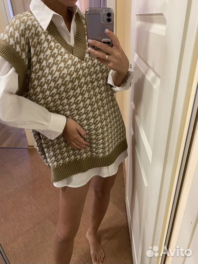 Жилетка оверсайз в гусиную лапку