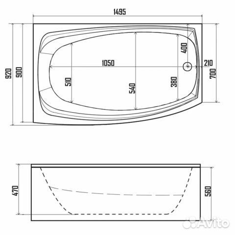Ванна акриловая Милана 150х90 левая Дана