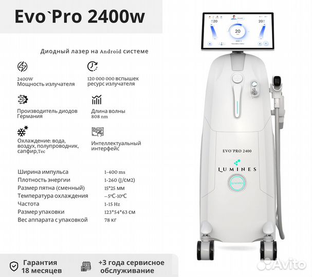 Аппарат для эпиляции люминес Evo Pro 2400в