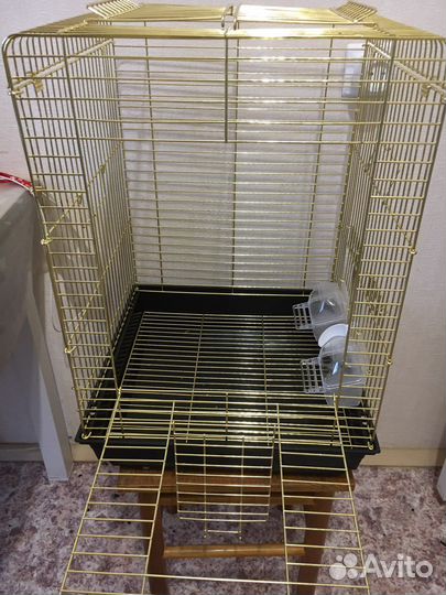 Золотая клетка для попугая + все аксессуры