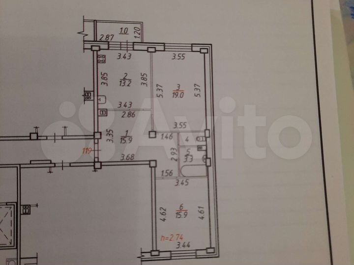 2-к. квартира, 68,9 м², 2/9 эт.