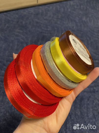 Атласная лента красная набор из разных цветов