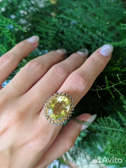 Серебряное кольцо с цитрином и лимонным кварцем