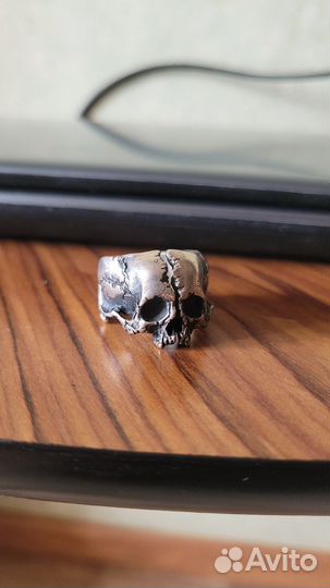 Кольцо череп серебро