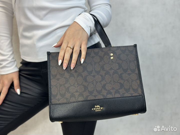 Сумка coach tote bag натуральная кожа