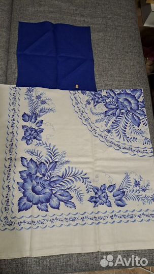 Скатерть льняная новая с салфетками СССР