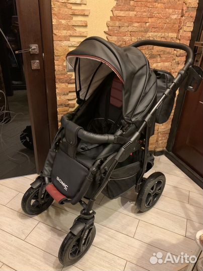 Коляска 3 в 1 Sonic Plus Verdi черная эко-кожа