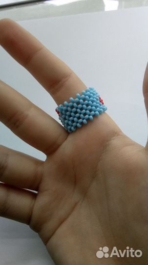 Кольцо из бисера в 4 ряда
