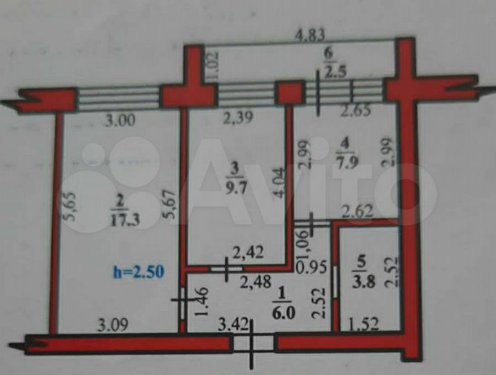 2-к. квартира, 47,2 м², 5/5 эт.