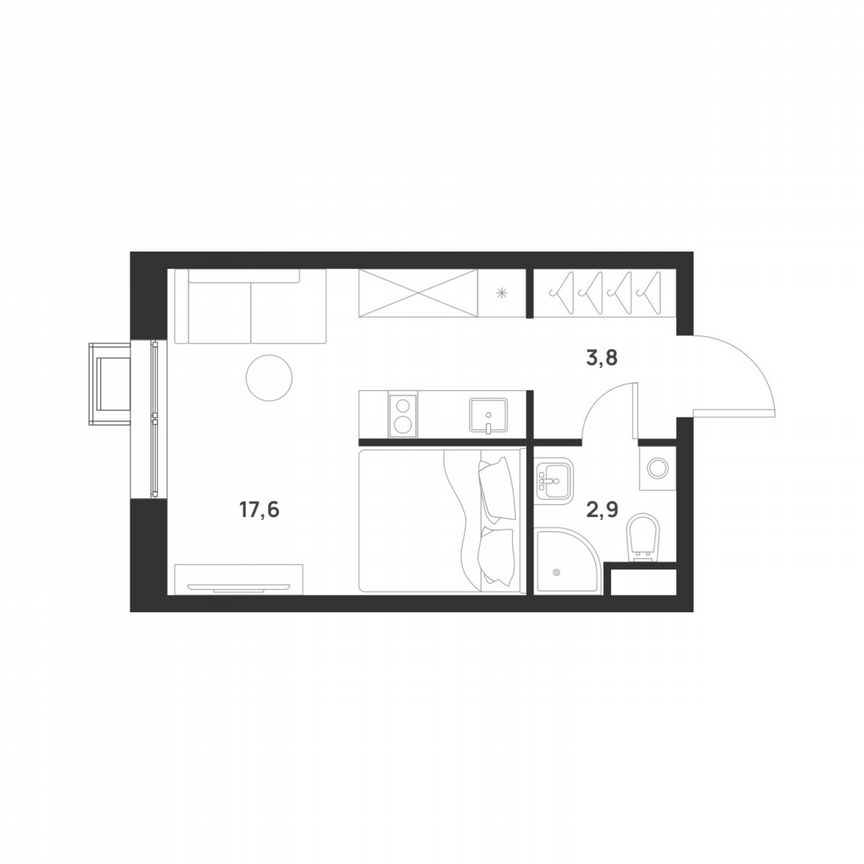 Квартира-студия, 24,3 м², 12/17 эт.