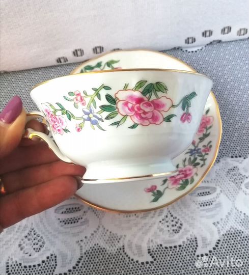 Чайная пара костяной фарфор Франция Лимож