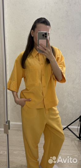 Льняной костюм lime