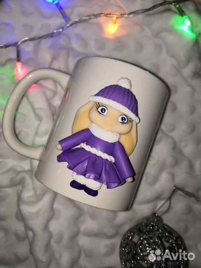 Кружка с декором сувенир подарок зайка девочка