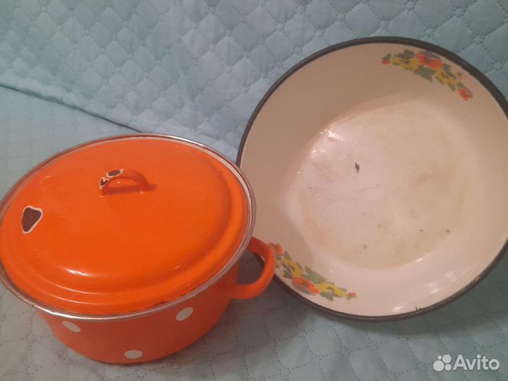 Эмалированная советская СССР посуда кастрюля чаша