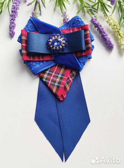 Галстук брошь для 23 школы. Клетка. Школьная форма