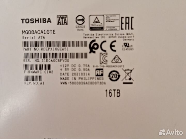 16 тб toshiba mg08aca16te