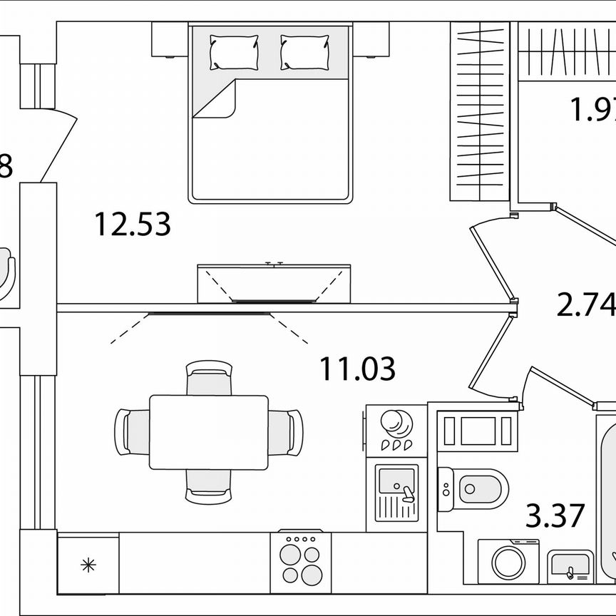 1-к. квартира, 32,9 м², 8/9 эт.