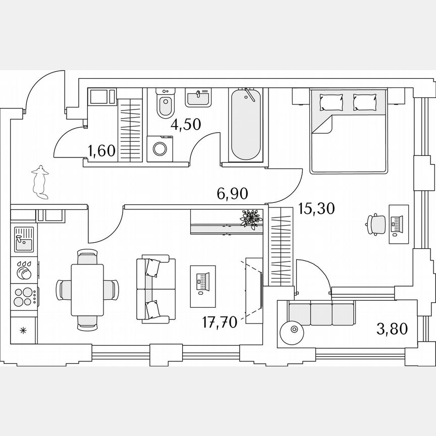 1-к. квартира, 34,3 м², 13/13 эт.